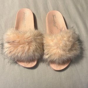 Pink fluffy slides